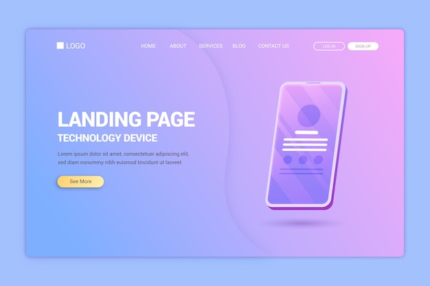 Landing page with smartphone template