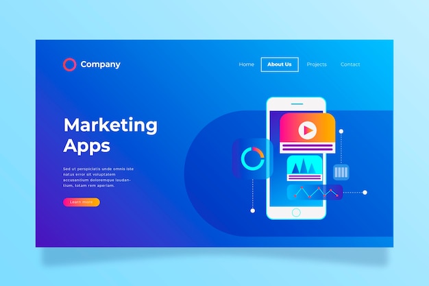 Free Vector landing page with smartphone template