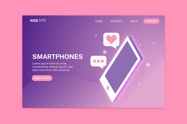 Landing page  with smartphone in two colors