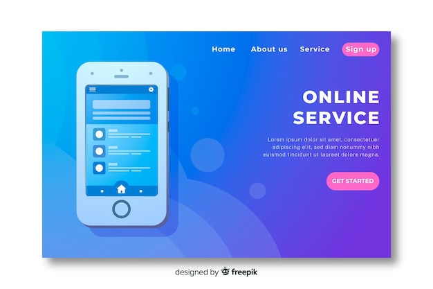 Landing page with smartphone