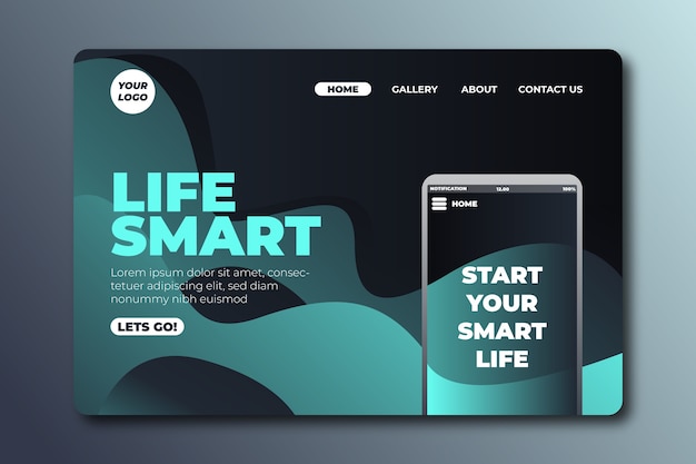 Landing page with smartphone