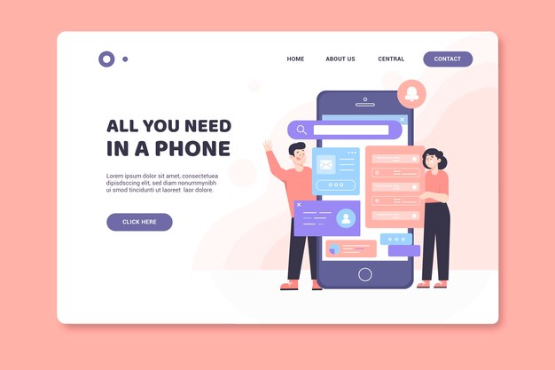 Landing page with smartphone