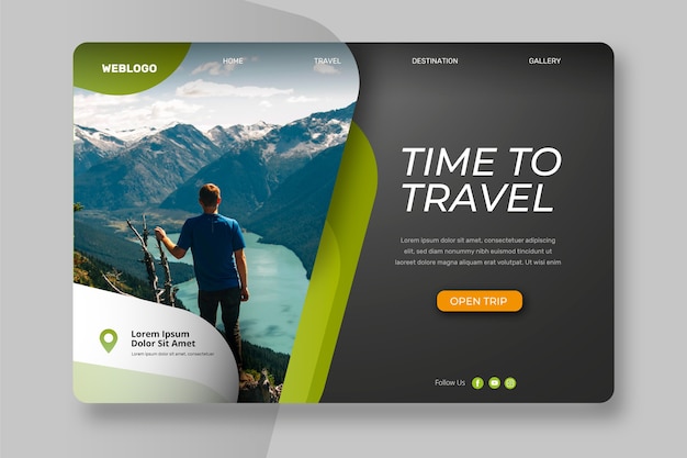 Landing page with travel photo