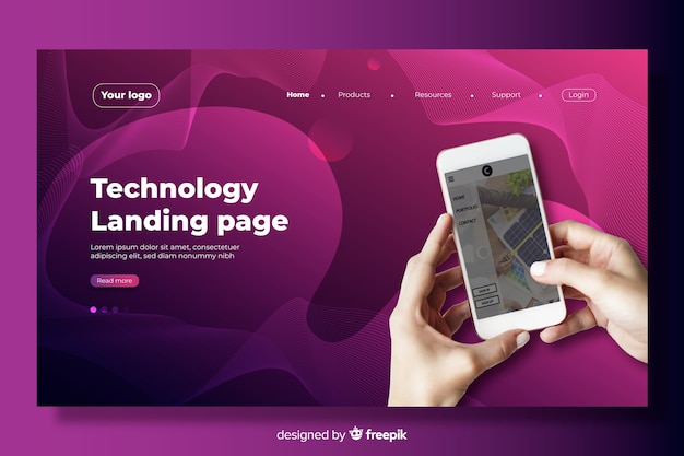 Landing page with with person holding phone