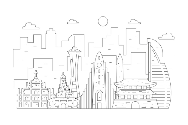 Landmarks skyline outline