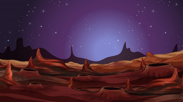 Free vector landscape on alien planet