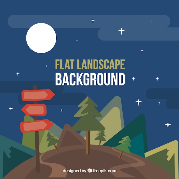 Free vector landscape background at night