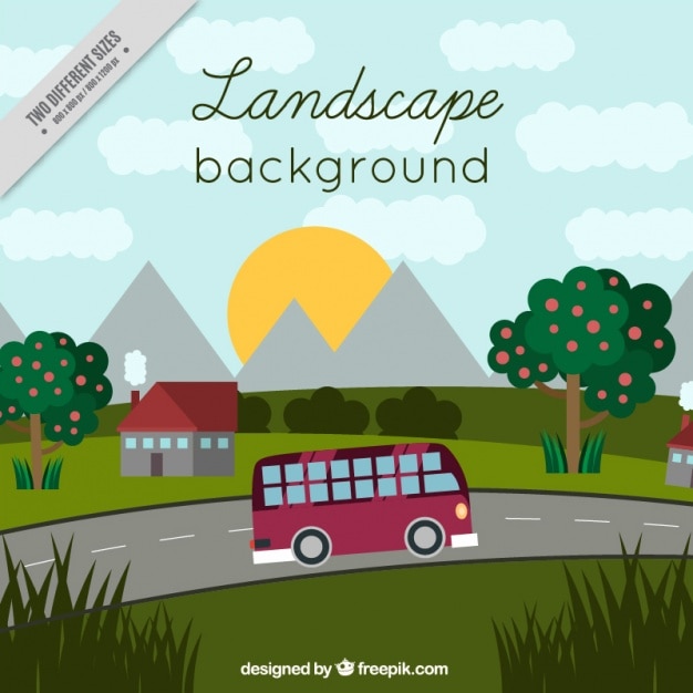 Landscape background with bus