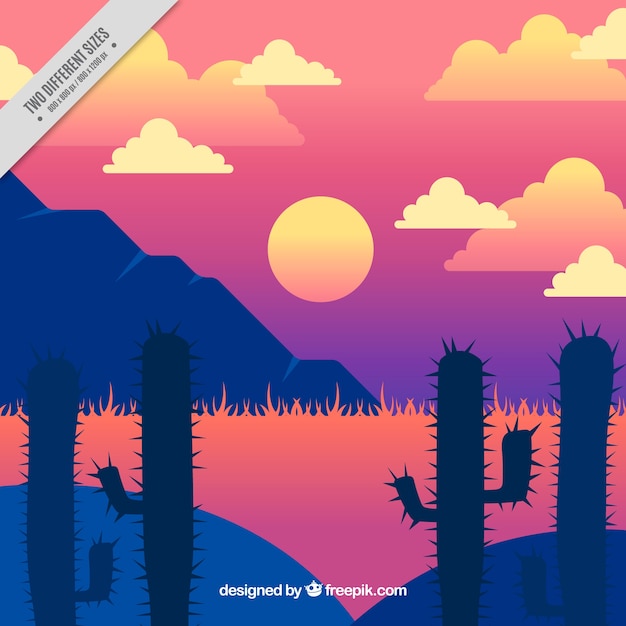 Free Vector landscape background with cactus