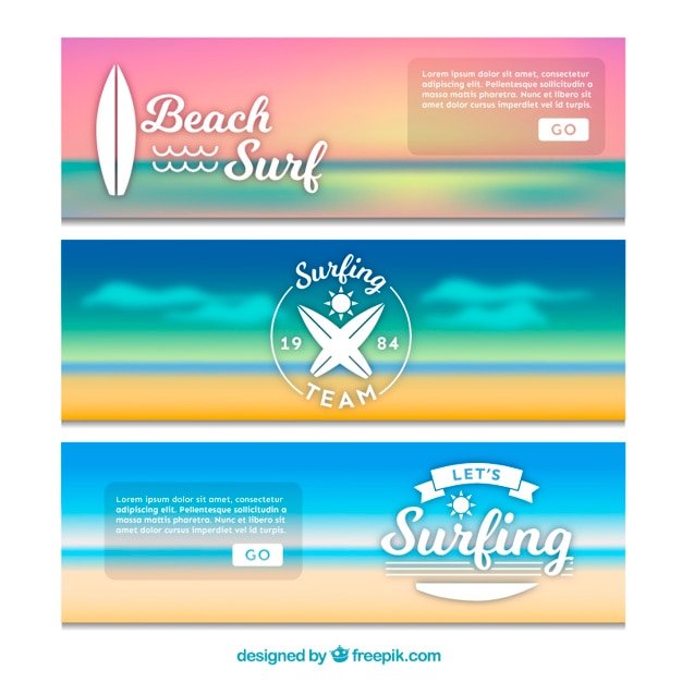 Free Vector landscape banners of surf