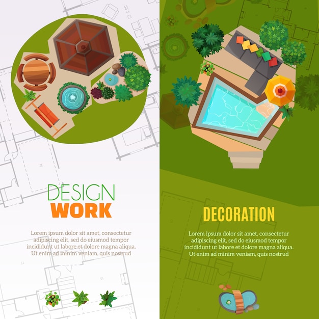 Free Vector landscape design top view banners