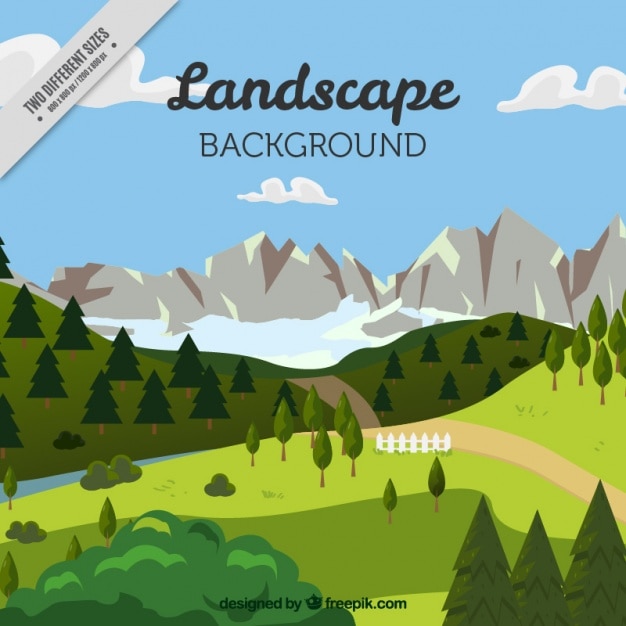 Free Vector landscape of green meadow