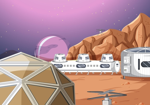 Free Vector landscape of space settlement