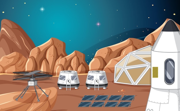 Free Vector landscape of space settlement