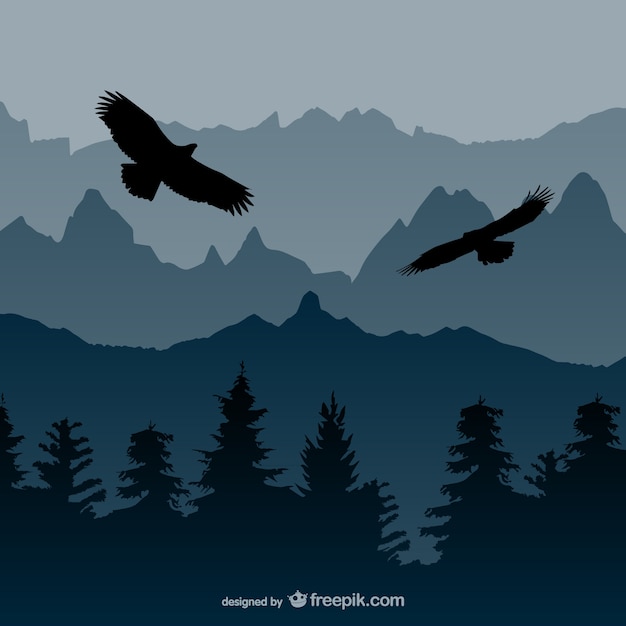 Free Vector landscape with eagles vector