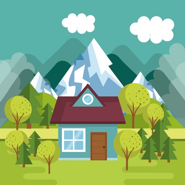 Free Vector landscape with house scene