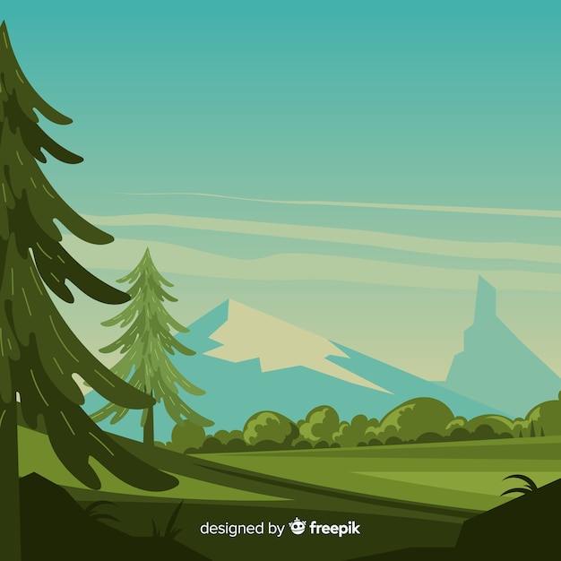 Free Vector landscape with mountains and trees