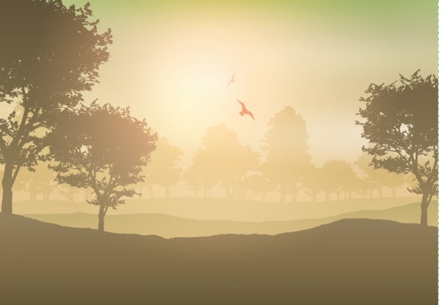 Free Vector landscape with trees