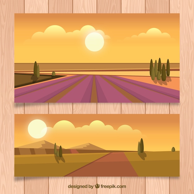 Free Vector landscapes on the road