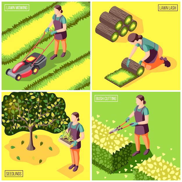 Free Vector landscaping isometric design concept