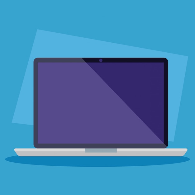 Free Vector laptop computer device in blue background