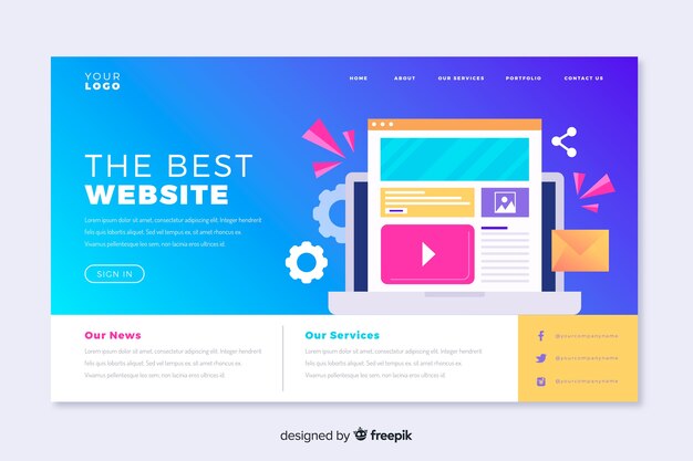 Laptop landing page template