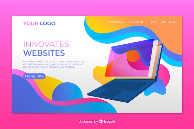 Free Vector laptop landing page template