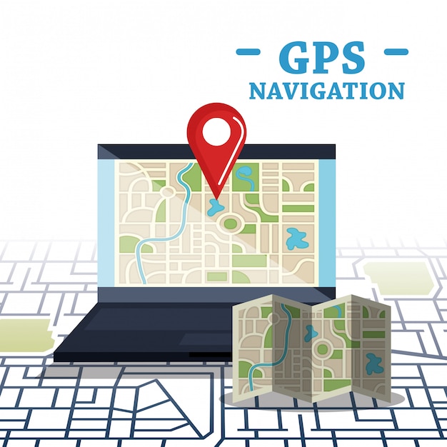 Free Vector laptop with gps navigation software