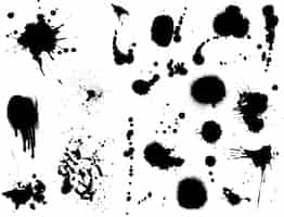 Free vector large collection of detailed ink splats