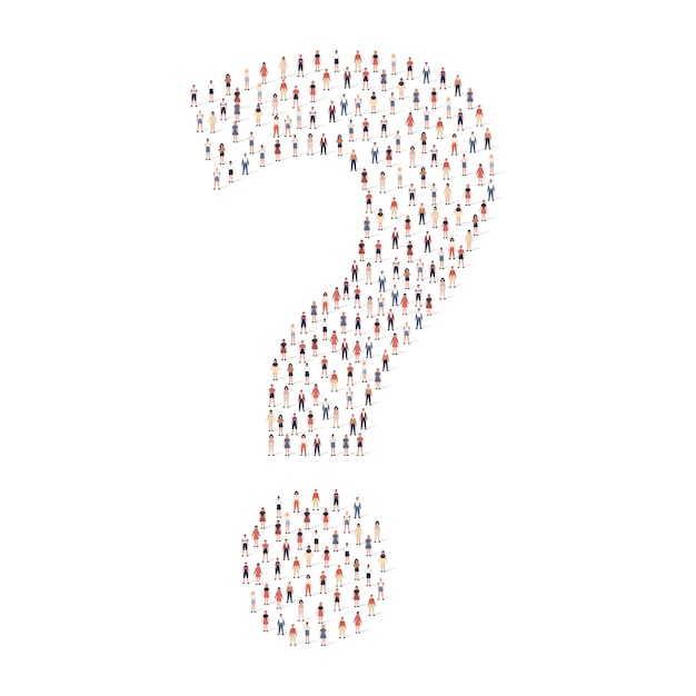 Free Vector large group of people different silhouette crowded together in question mark shape vector