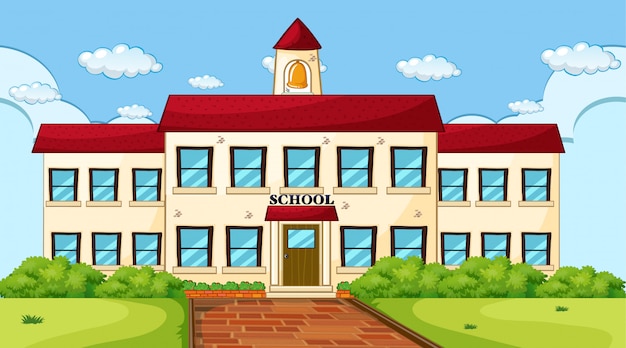 Large school building scene