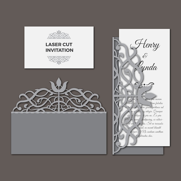 Laser cut wedding invitation set