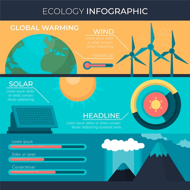 Free Vector lat ecology infographic with retro colors