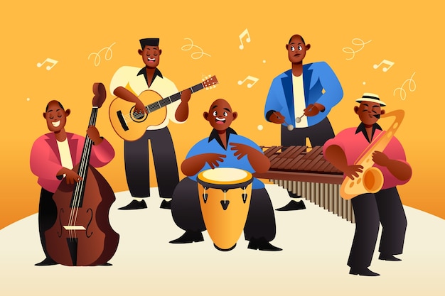 Free Vector latin music band illustration