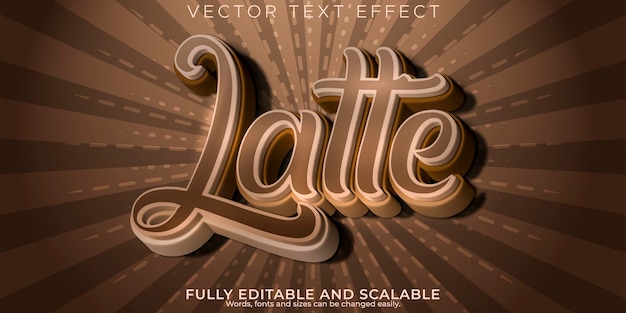 Free vector latte editable text effect coffee and brown text style