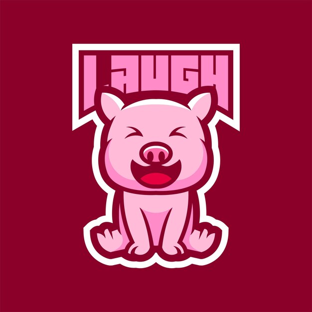 Laugh pig esport mascot vector logo