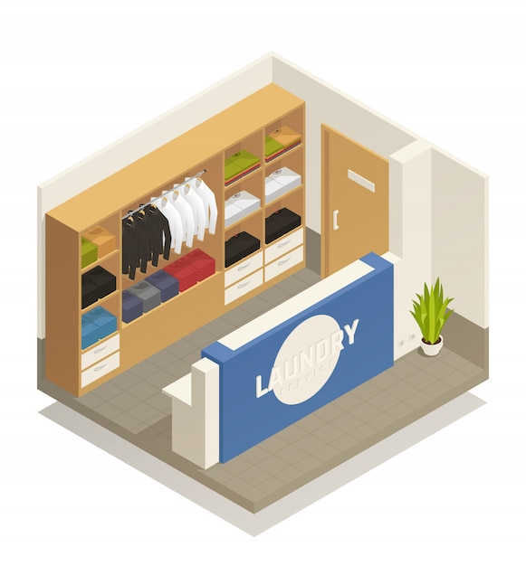 Free Vector laundry isometric composition