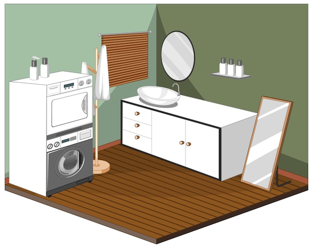 Laundry room interior with furniture