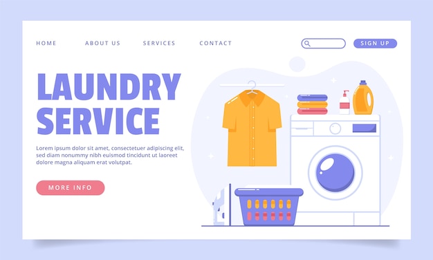 Free vector laundry service    landing page template