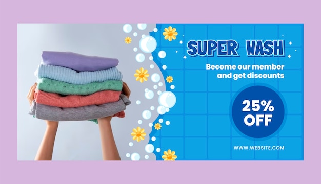 Laundry service  sale banner template