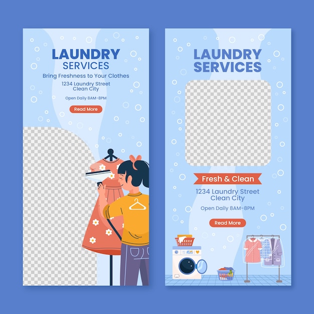 Free Vector laundry service vertical banner template design