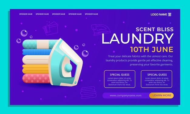 Free Vector laundry service  webinar template