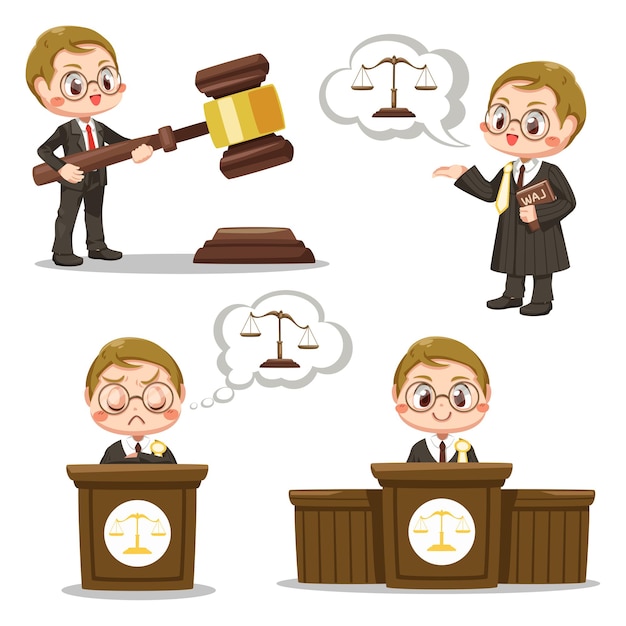 Free Vector law judge man set