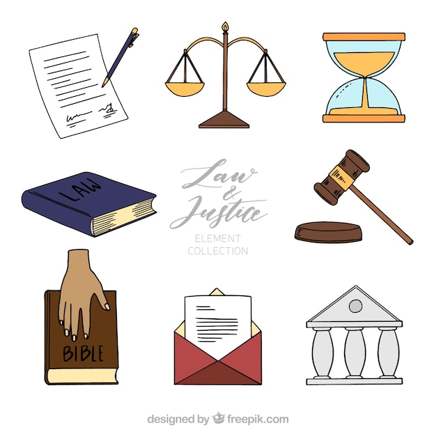 Free vector law and justice collection with hand drawn style