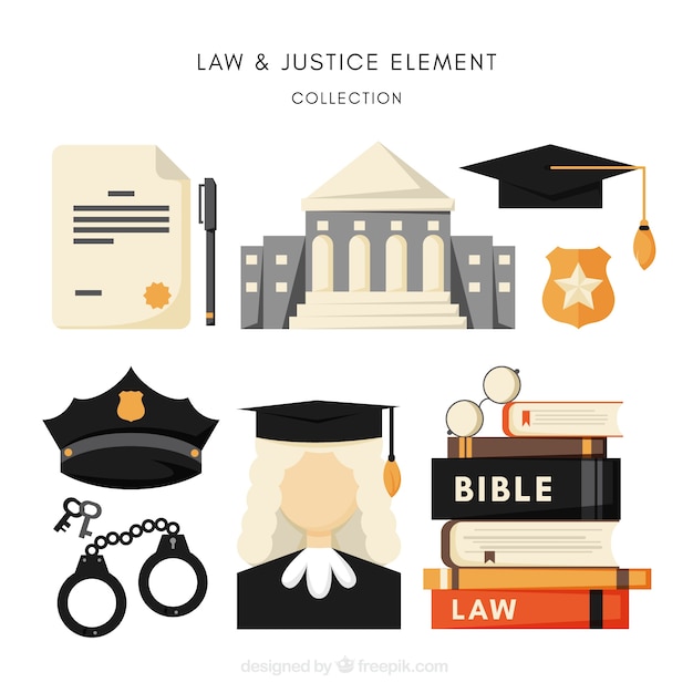 Free Vector law and justice elements with flat design