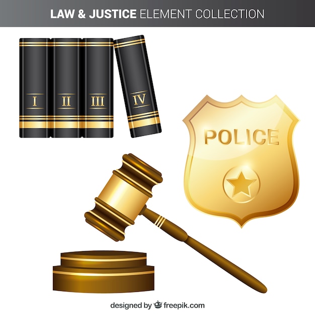 Free Vector law and justice elements with realistic style