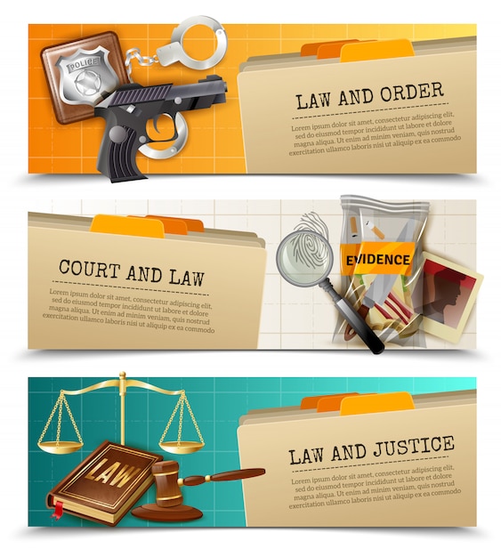 Law Justice Flat Horizontals Banners Set