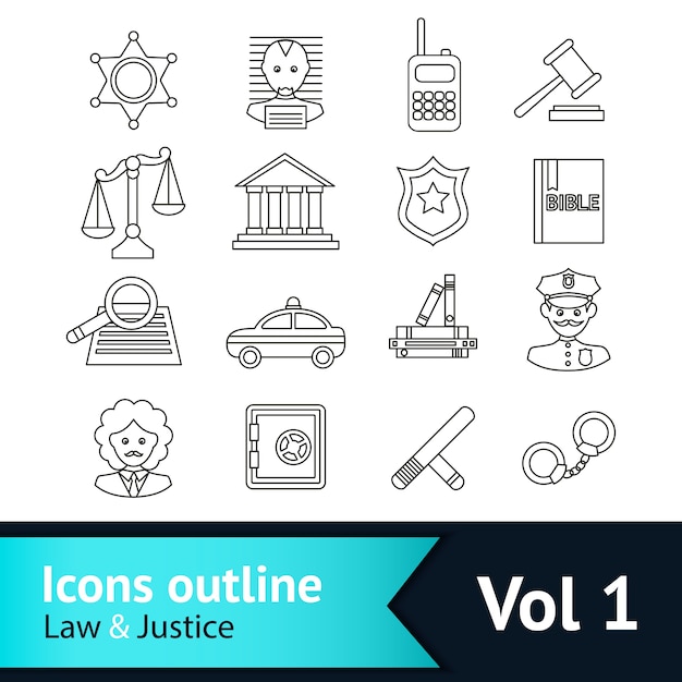 Law and justice icons collection