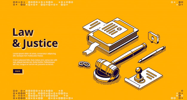 Free Vector law and justice isometric landing page legislation