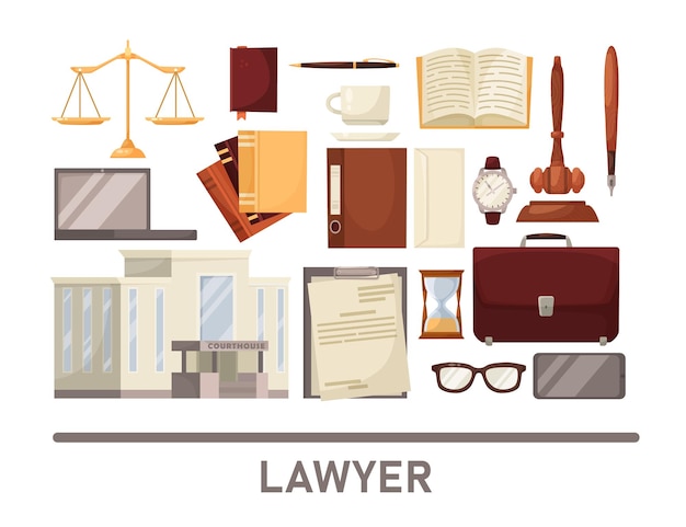 Free Vector law practice elements vector illustrations set